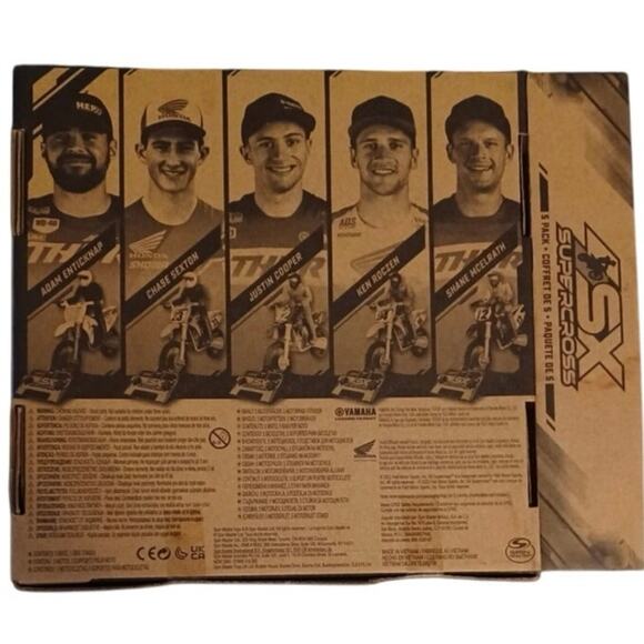 Supercross Authentic 5 Pk of 1:24 Scale Die Cast Motorcycles with Rider Figures - Picture 2 of 9